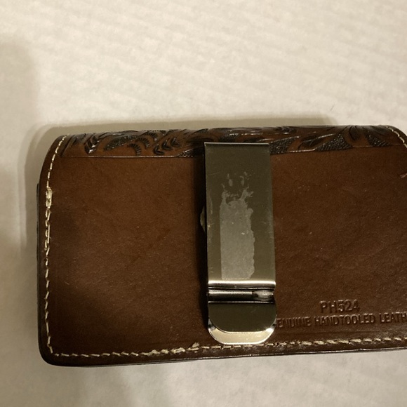 Numbered genuine hand tooled leather phone case with hair - Picture 4 of 11